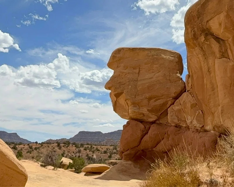 Most Wanted Rock™, a sandstone formation at Devil's Garden in Escalante, Utah, that resembles a human profile, photographed by Jennifer for UTAZNM